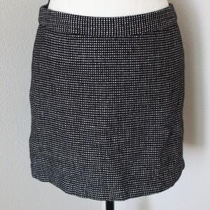 Black and White Checkered Wool Mini Skirt